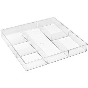 Clear Plastic Drawer Organizer 6 Section Tray for Makeup Office Kitchen